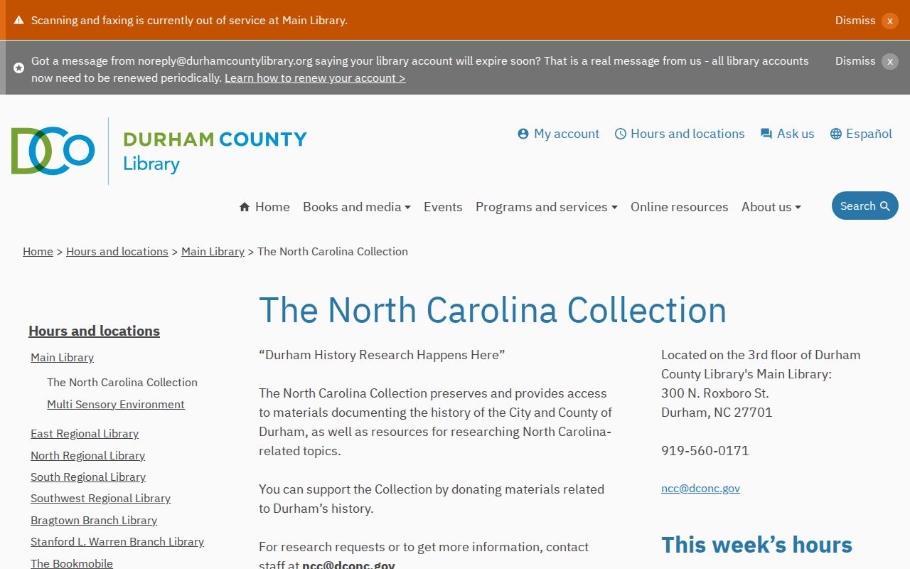 Durham city directory research at the North Carolina Collection Main Library