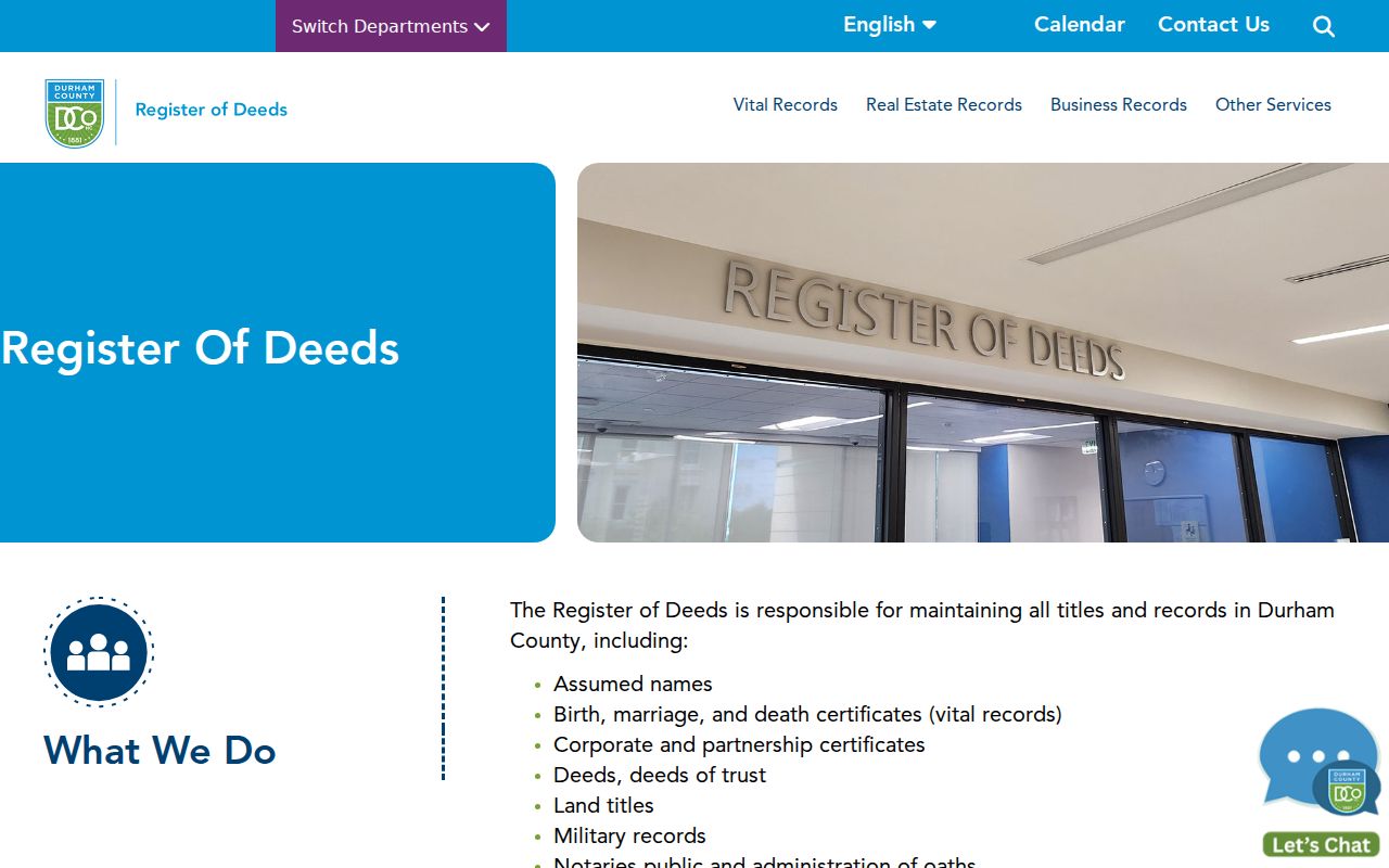 Durham residents directory Register of Deeds office record categories