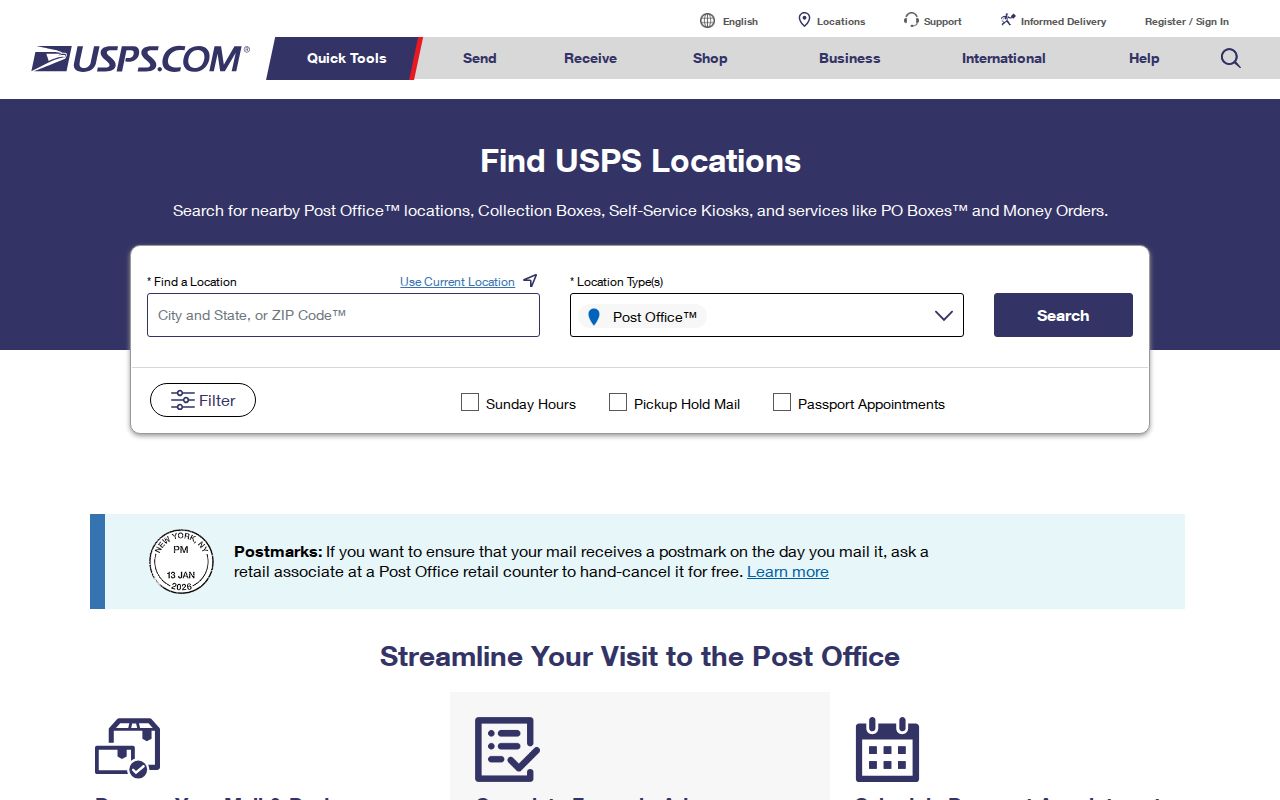 Durham ZIP code directory USPS post office location search